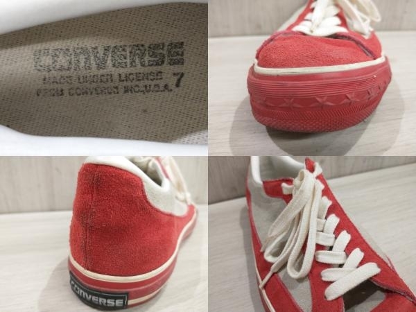  through year CONVERSE Converse sneakers leather Coach 90s made in Japan Vintage 25.0cm red present condition goods 