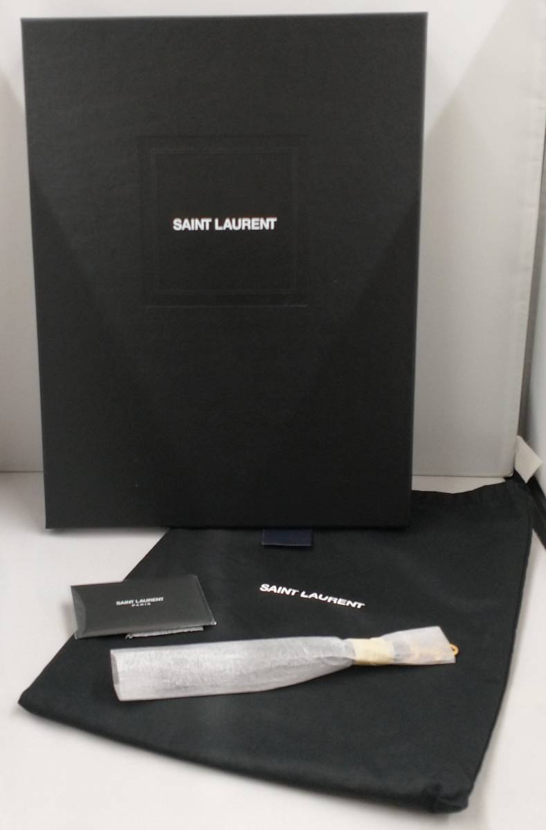 YVES SAINT LAURENT イヴ・サンローラン　PLB440222.0817 クラッチ　バッグ　レザー　ブルー系　紺　Vステッチ　箱付　保存袋付　鞄_画像7