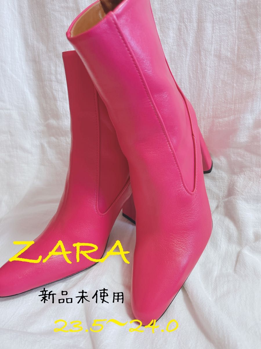 希少/完売品 新品未使用 タグ付きZARAビビットピンクブーツ ザラブーツ