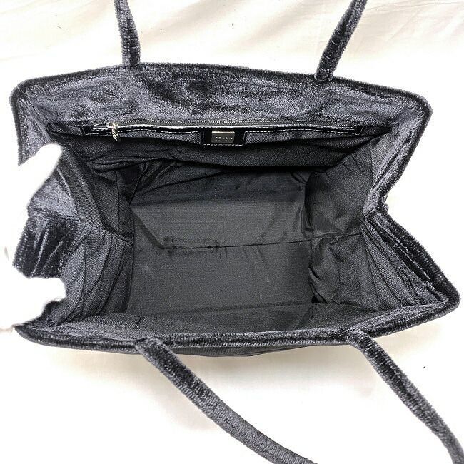 フェンディ トートバッグ ブラック レッド 06-10 15734 98 1 レア ベロア 中古 FENDI 美品 ロゴ
