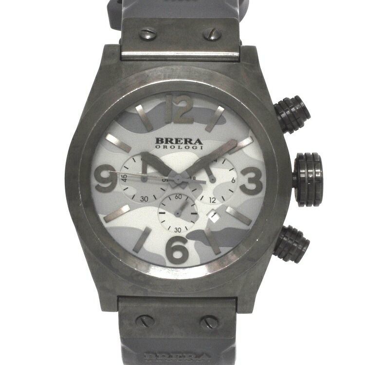 低価格 ラバー SS 時計 美品 BRETC4520 カモフラージュ グレー 腕時計