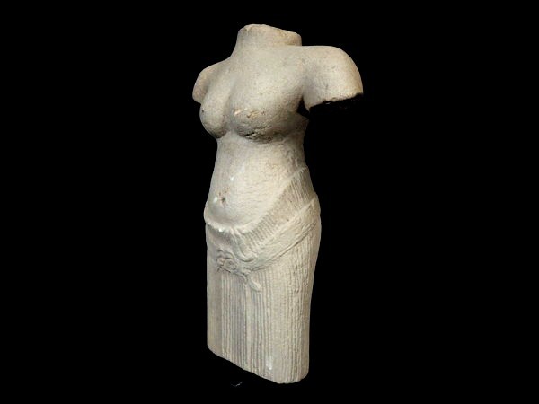 クメール王朝/女神像トルソー/石仏/高:33cm/石彫/石像/石造/彫刻/置物