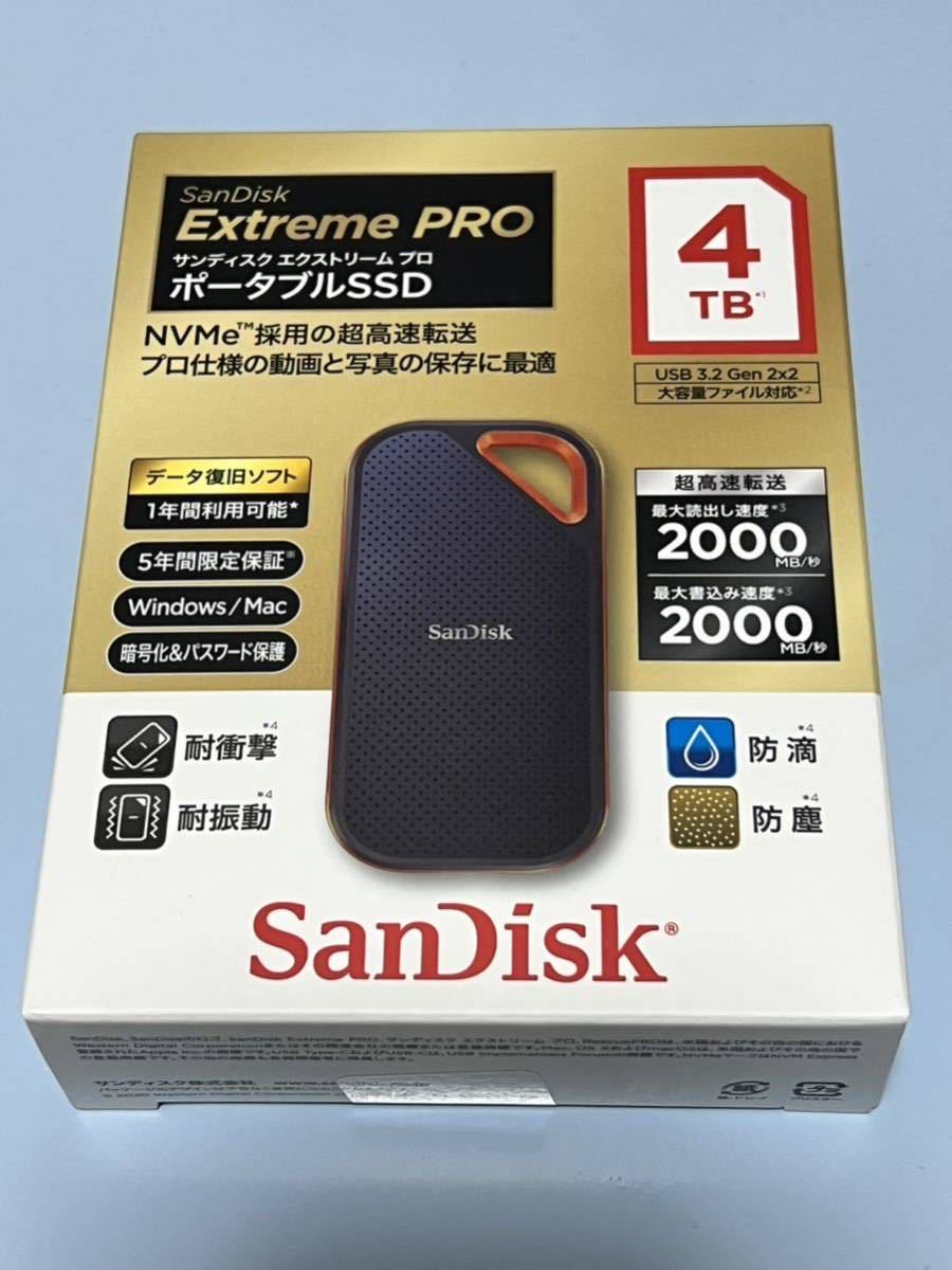 お買得！】 SanDisk エクストリーム V2 SDSSDE61-4T00-J25 ブラック ポータブルSSD 4TB サンディスク 
