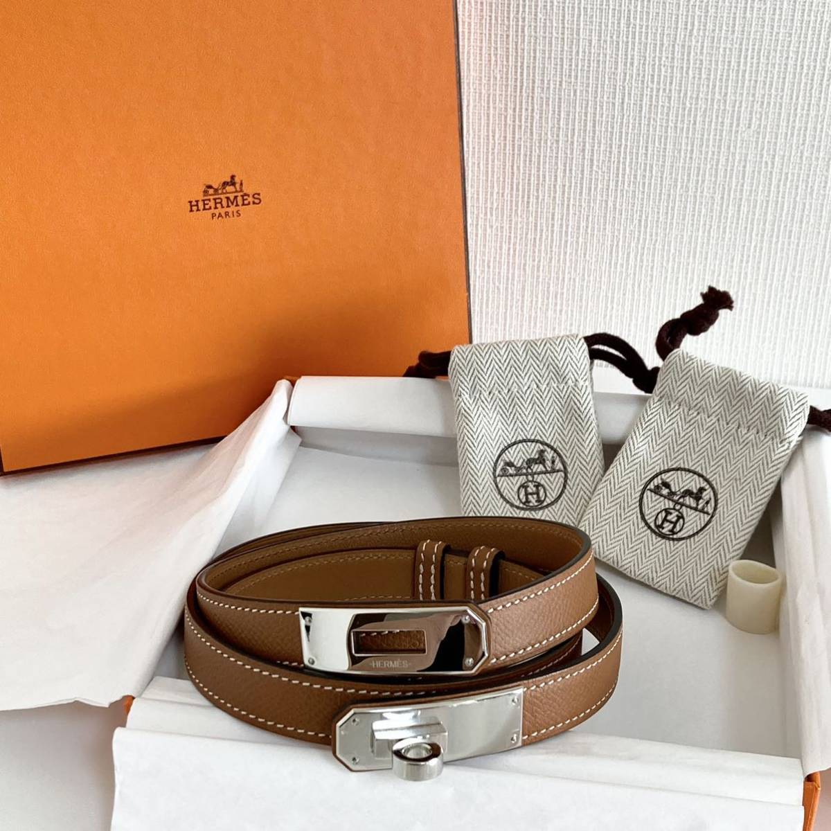 HERMES エプソン ケリー ベルト ブラウン 茶色 極美品☆ レディース