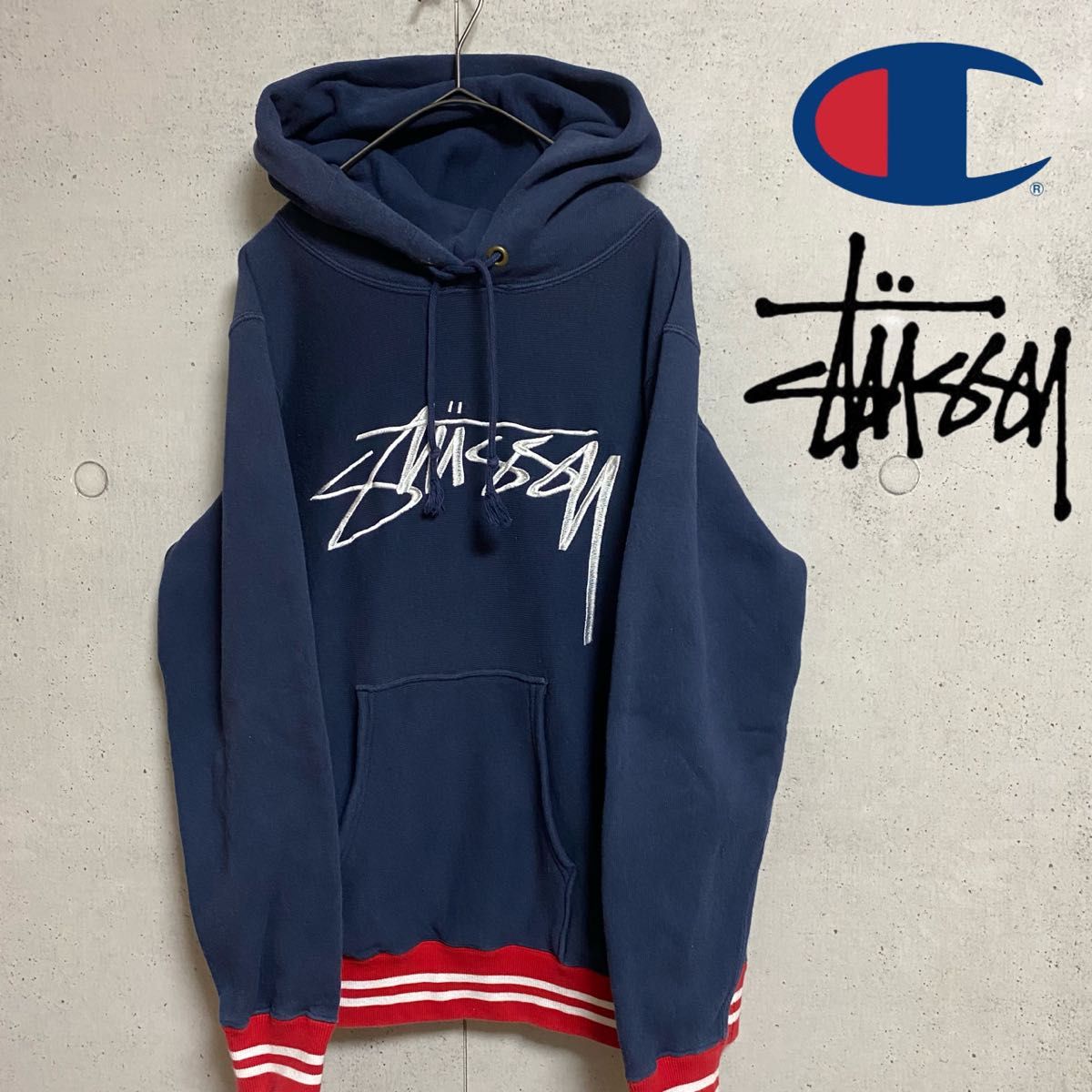 stussy パーカー 白 メンズ 古着 - パーカー