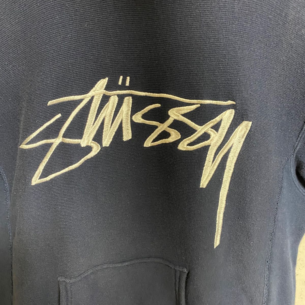 STUSSY×champion/ステューシー　チャンピオン　コラボ　リバースウィーブ　パーカー　メンズS ユニセックス　古着