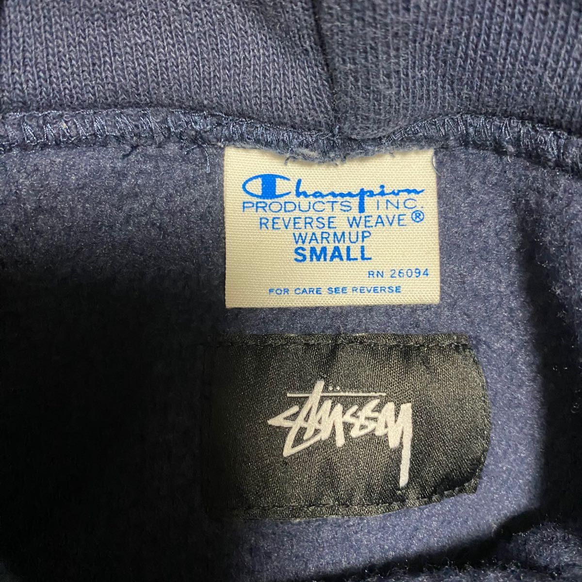 STUSSY×champion/ステューシー　チャンピオン　コラボ　リバースウィーブ　パーカー　メンズS ユニセックス　古着