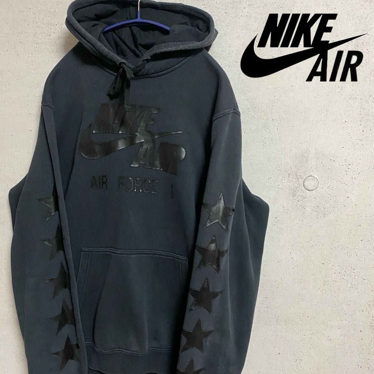 NIKEAIR/ナイキ　エアフォース1 デカロゴ　スウッシュ　プルオーバーパーカー　裏起毛　ユニセックス　メンズM 古着