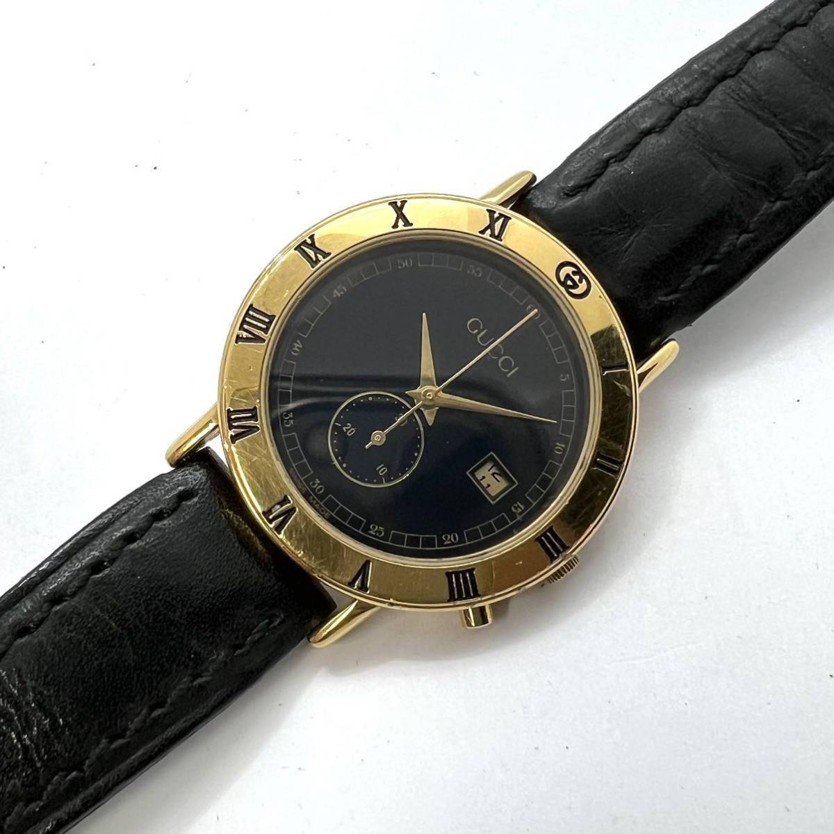 稀少】GUCCI 腕時計 3800Jr スモセコ ワンプッシュクロノグラフ-
