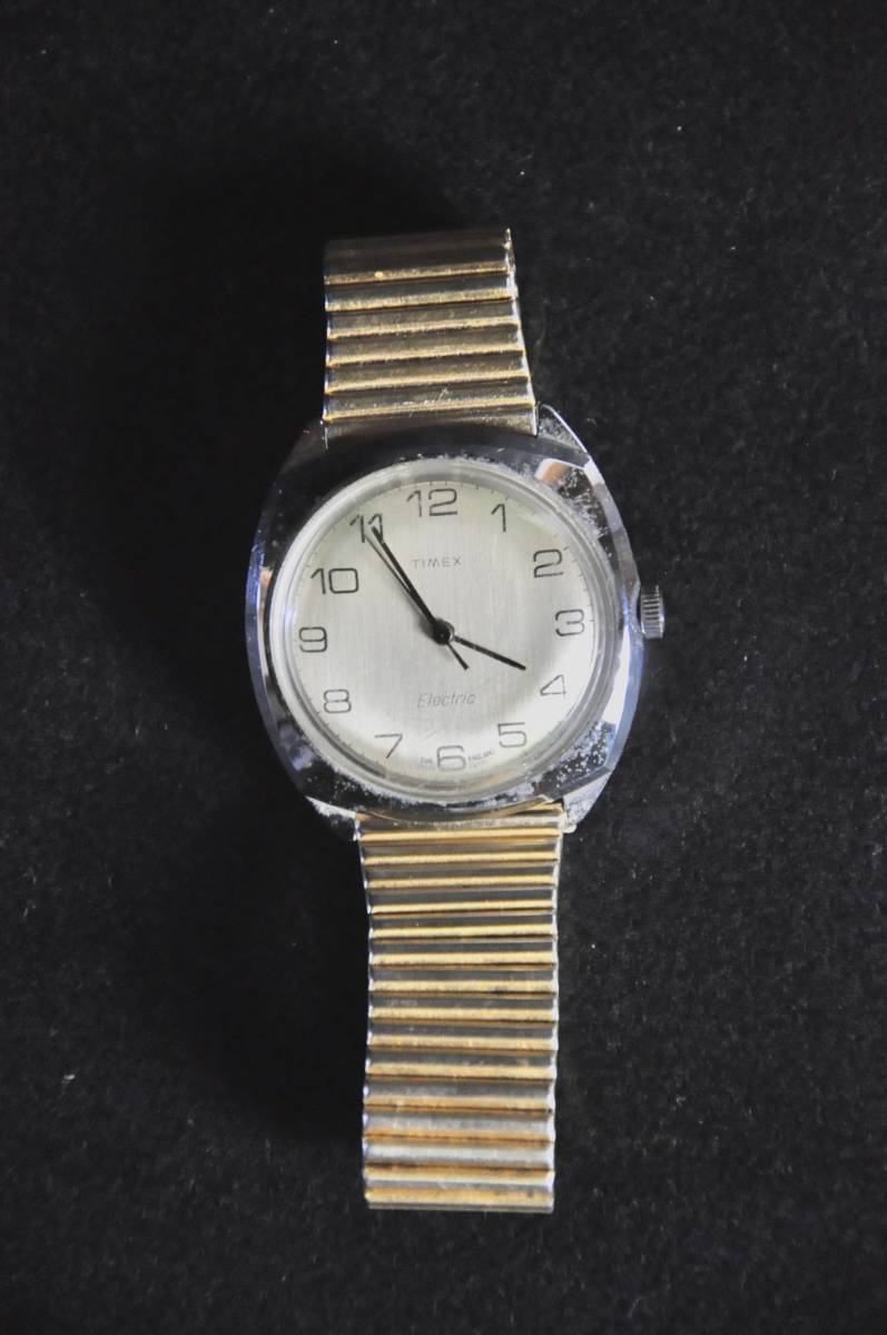 ビンテージ 1980年代 米TIMEX社 TIMEX Electric メンズ腕時計 speidel製蛇腹バンド H4cm×W4.8cm×D1.2cm （電池切れのため動作未確認）FAB_画像10