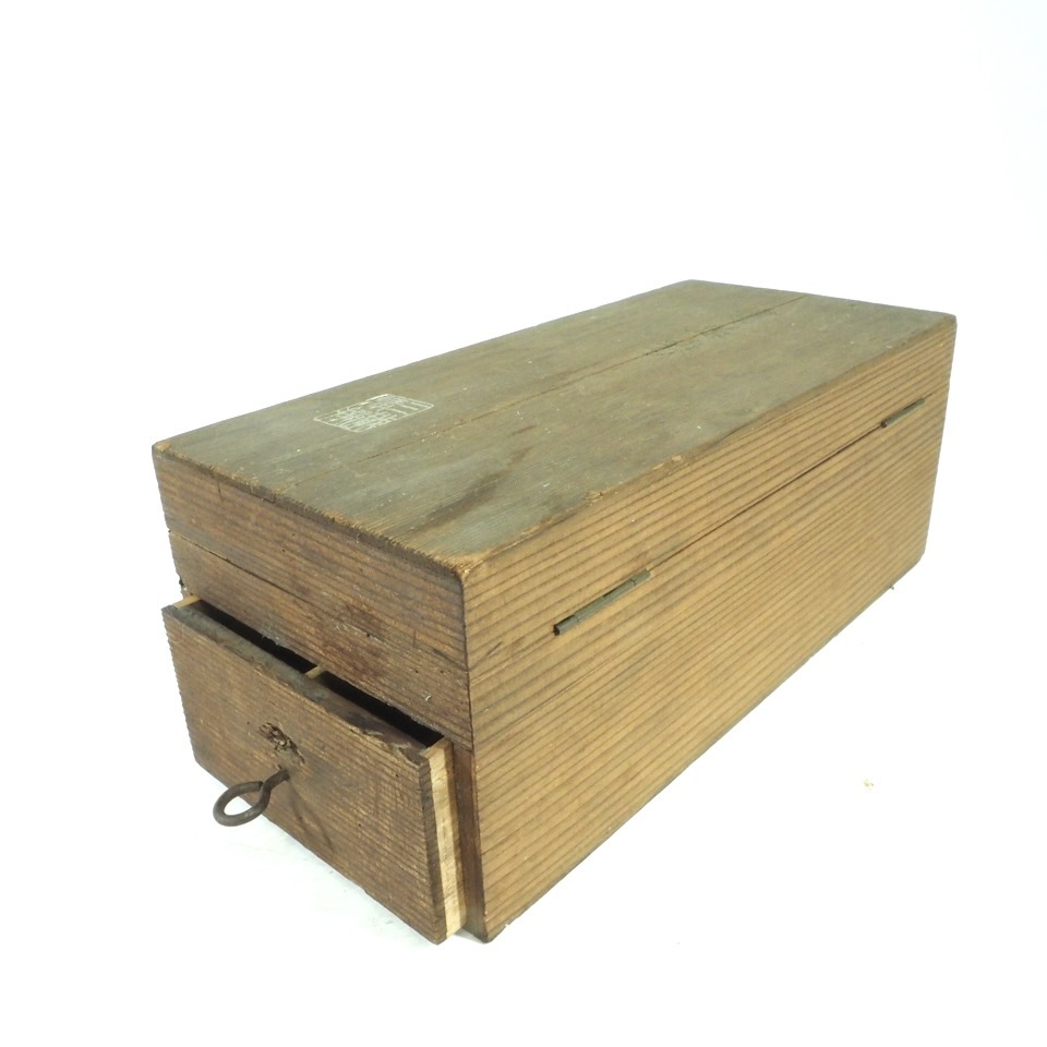 ビンテージ 書翰箋の木箱 便箋収納 和物 幅10.5cm 奥行き23.5cm 高さ9cm 高級な書翰箋が納められていた経年の味わいがある木箱です。TAK501_画像3