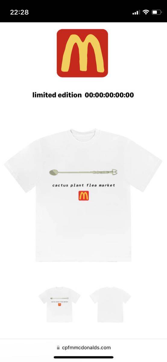 【日本未発売】cactus plant flea market mcdonald's coffee stirrer white tee L CPFM マクドナルド パーカ コラボ nike travis supreme