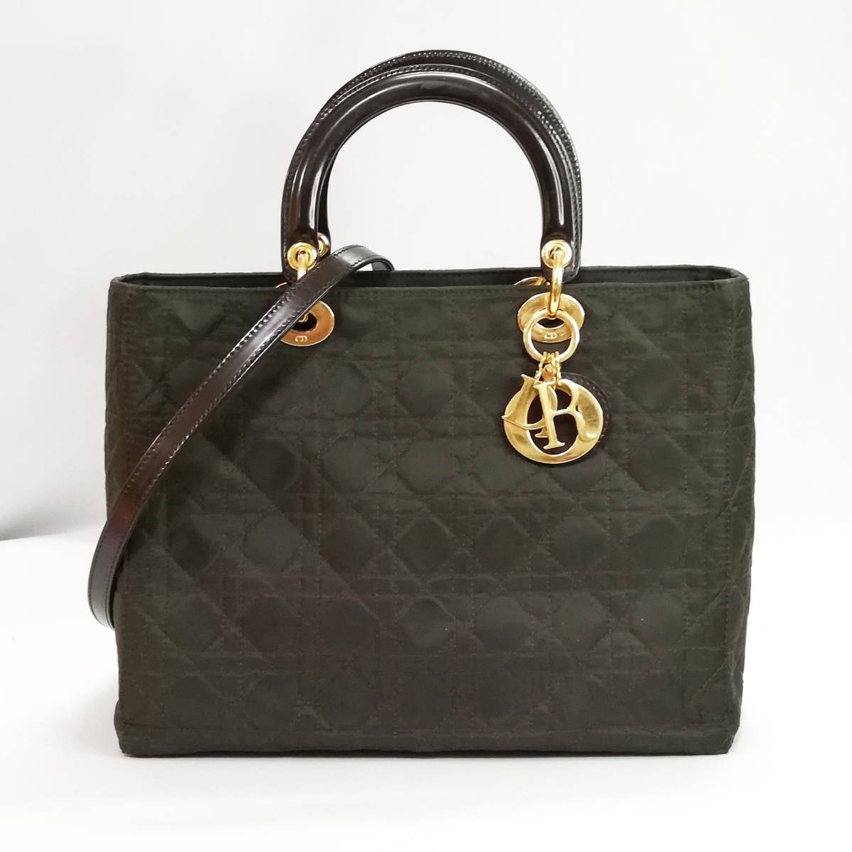 [ superior article ] Christian * Dior reti Dior kana -ju2way handbag shoulder green group [ free shipping ]025