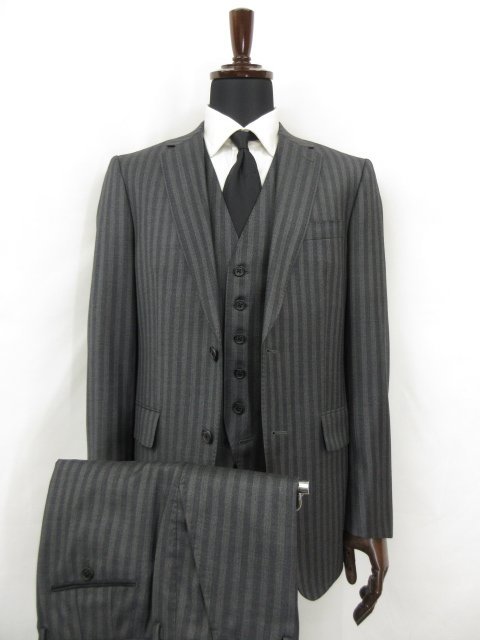 HH 2020年購入 SOHO ストライプ 3ピーススーツ FIT L グレー ドーメル