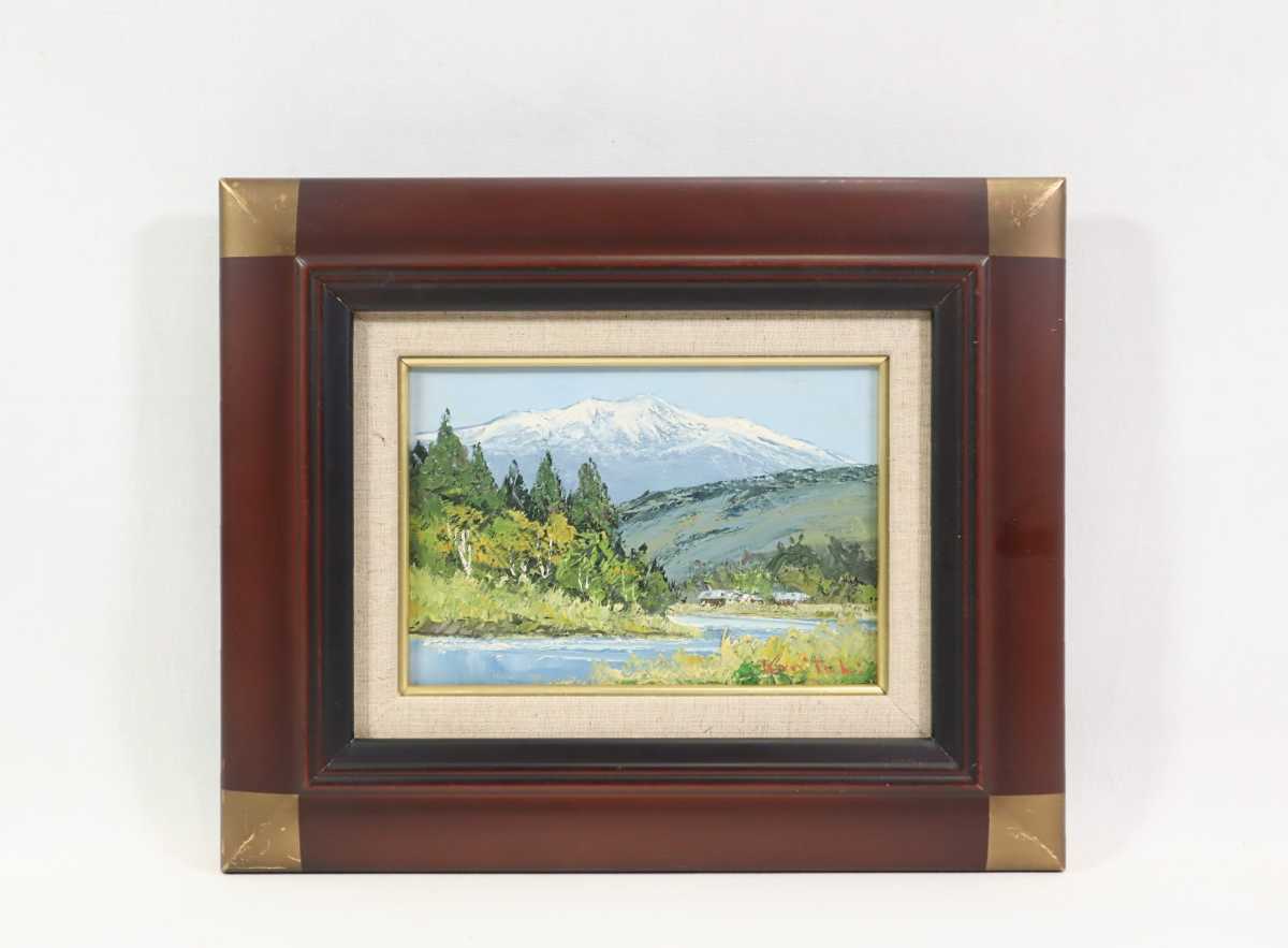 真作 国立秀雄 油彩「信濃路」画寸 23cm×16cm SM 鹿児島県出身 應美会