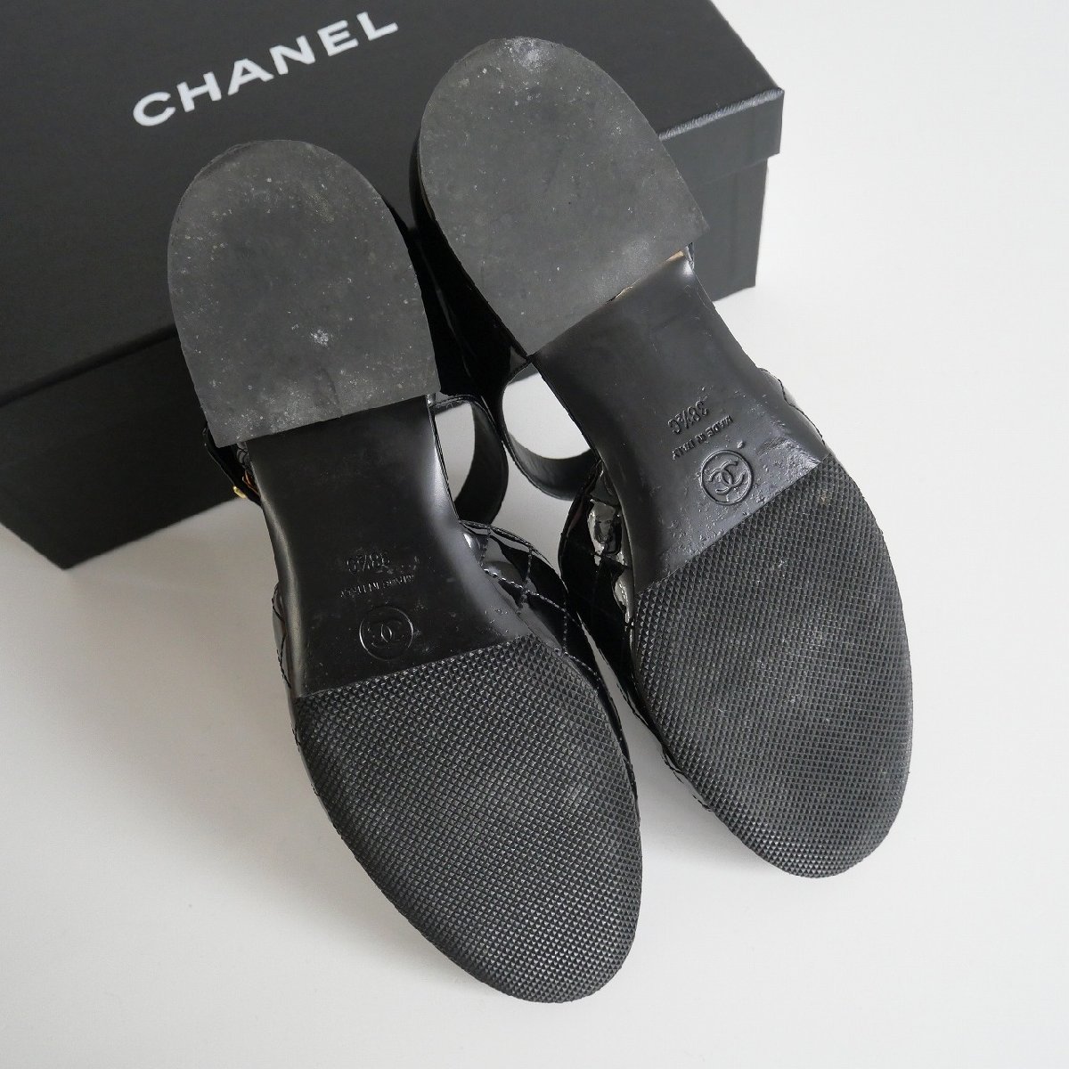 通販】 CHANEL - シャネル CHANEL パテント カーフスキン フラット