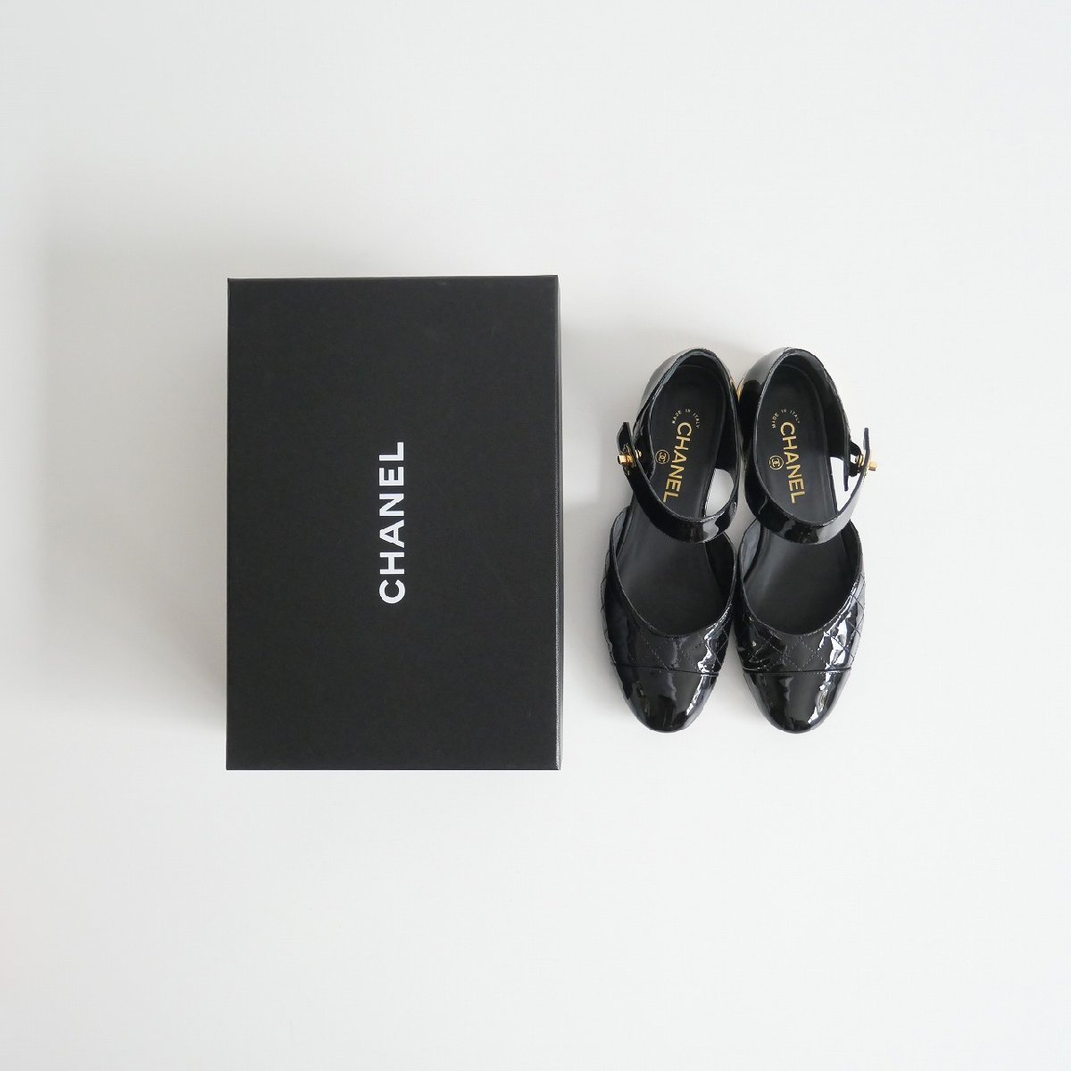 通販】 CHANEL - シャネル CHANEL パテント カーフスキン フラット