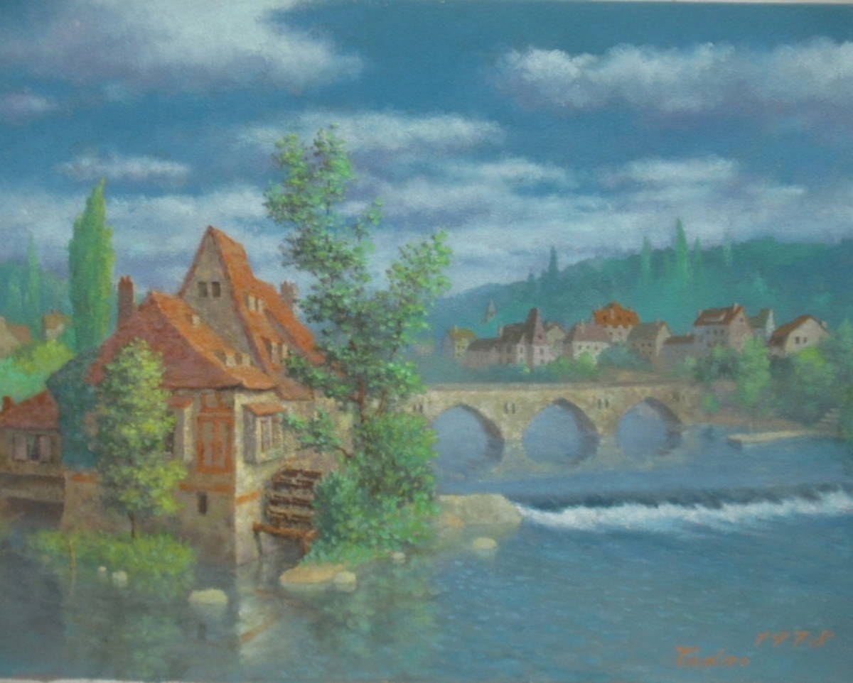  genuine work guarantee . river . Hara . height. painter [ river. .....] oil painting P8 frame 1978 year 0 war after .. did 