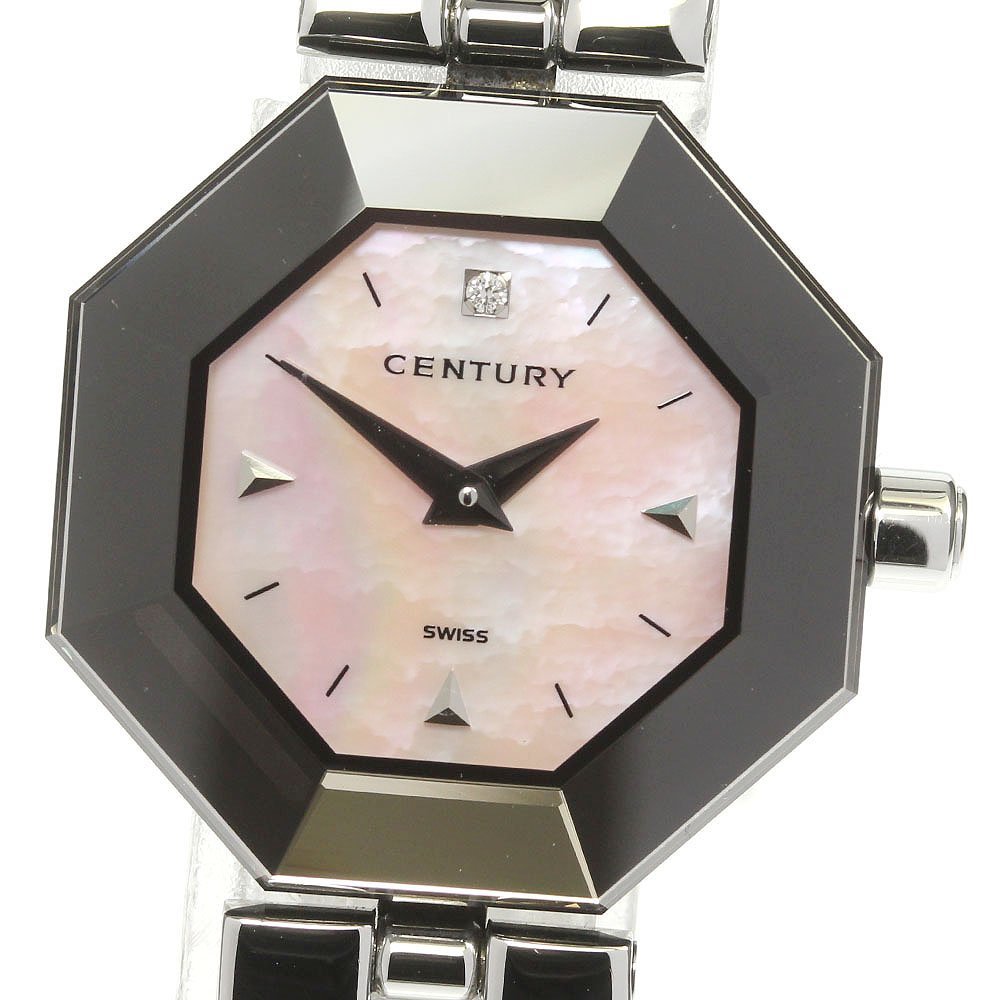 ☆良品【CENTURY】センチュリー タイムジェム 1Pダイヤ クォーツ