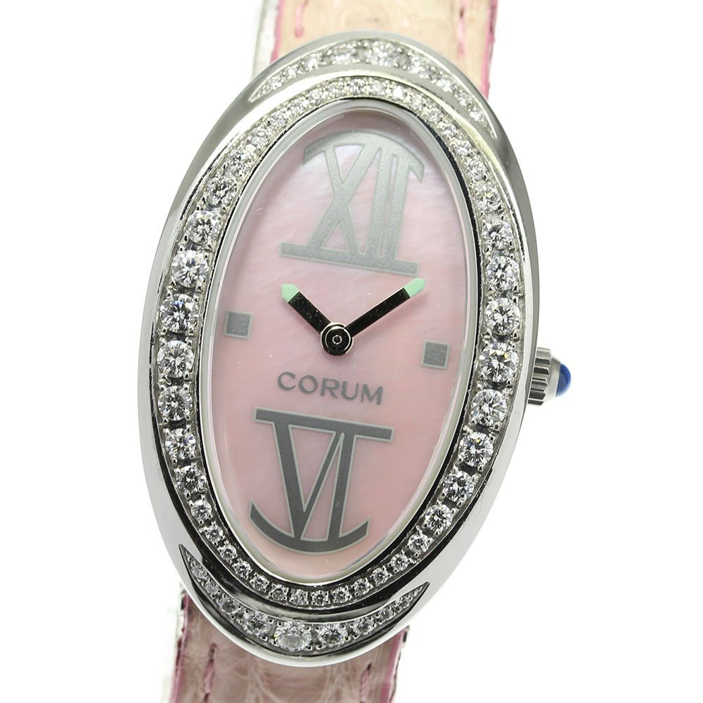 * Junk [CORUM] Corum oval diamond bezel 137.410.47 quartz lady's 