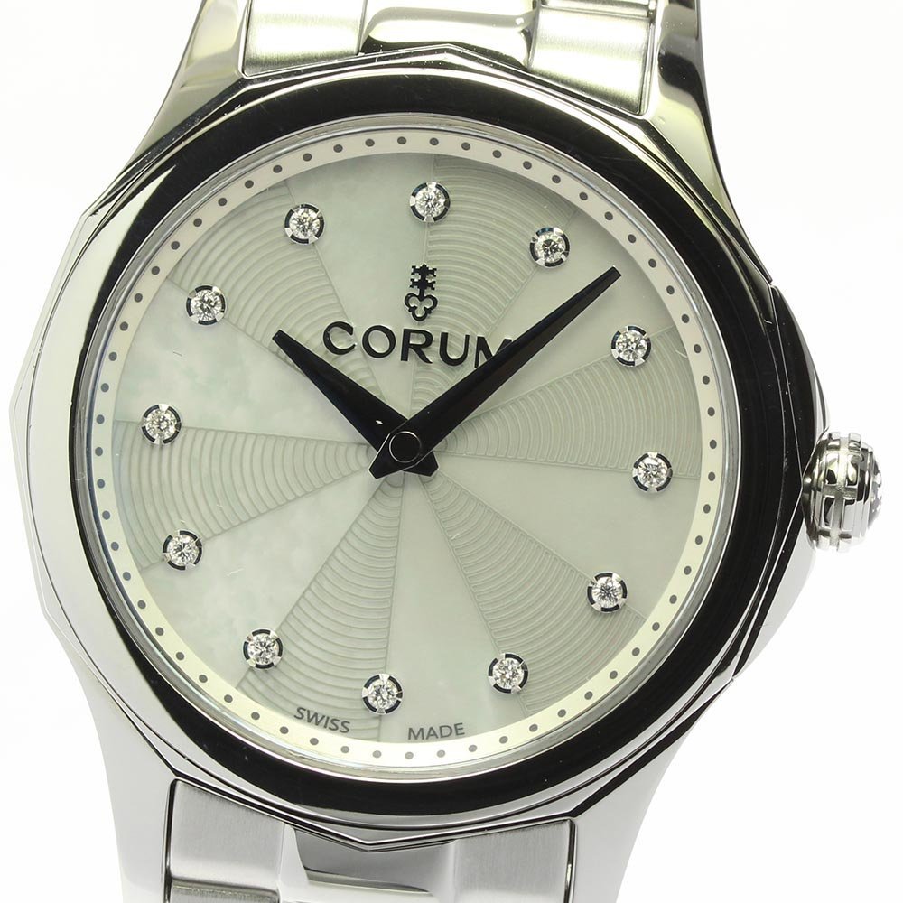 ☆極美品★箱・取説・保証書付き【CORUM】コルム アドミラルズカップ レジェンド 12Pダイヤ 020.100.20/V200 PN09 クォーツ レディース