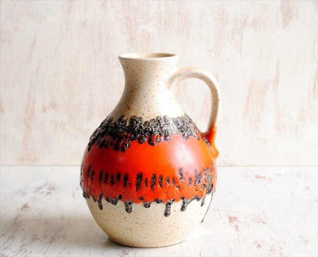 西ドイツ製 ヴィンテージ Bay Keramik 陶器の花瓶 Fat Lava 花器 一輪挿し ミッドセンチュリー期 フラワーベース アンティーク  ig2860