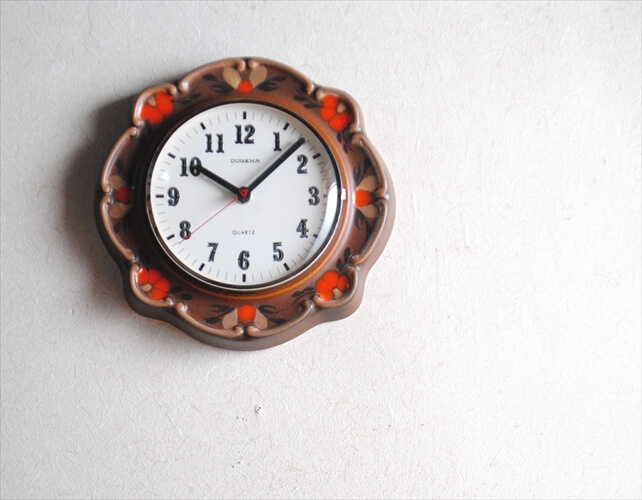ドイツ製 Dugena 陶器の壁時計 電池式 ドゥゲナ 壁掛け時計 セラミック キッチンクロック アンティーク ig2892