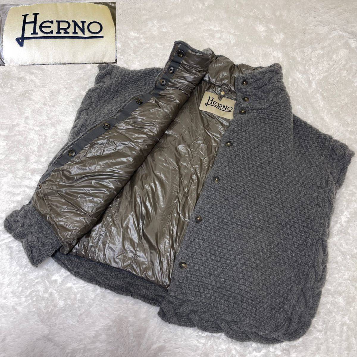 セレブ御用達】Herno ヘルノ ダウンニット ポンチョ ノースリーブ