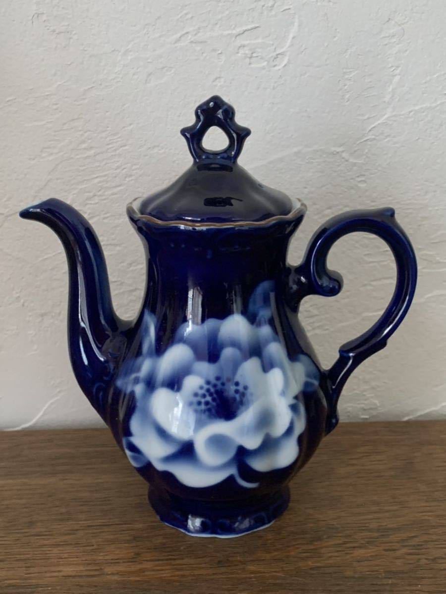  teapot blue flower Vintage 