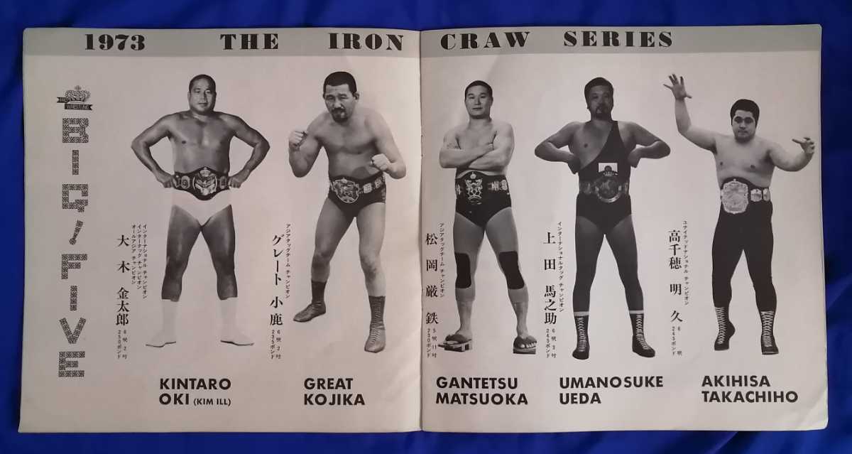 日本プロレス 昭和48年アイアンクローシリーズ パンフレットチケット(全券焼津大会)セット 昭和プロレス ジャイアント馬場 アントニオ猪木 