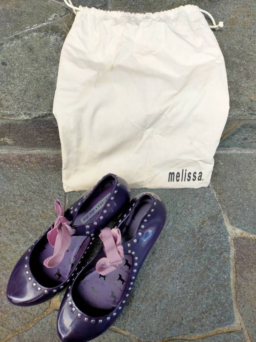 Melissa Melissa Melissa+doc dog 24.5cm лента ремешок лиловый заклепки дизайн туфли-лодочки Raver материалы каблук 7cm померить только не использовался 