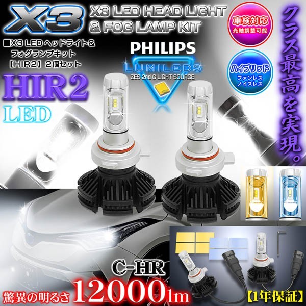 最新版/C-HR 10系・50系/HIR2(9012)/X3 PHILIPS 12000ルーメン/LEDヘッドライト&フォグランプキット_画像1