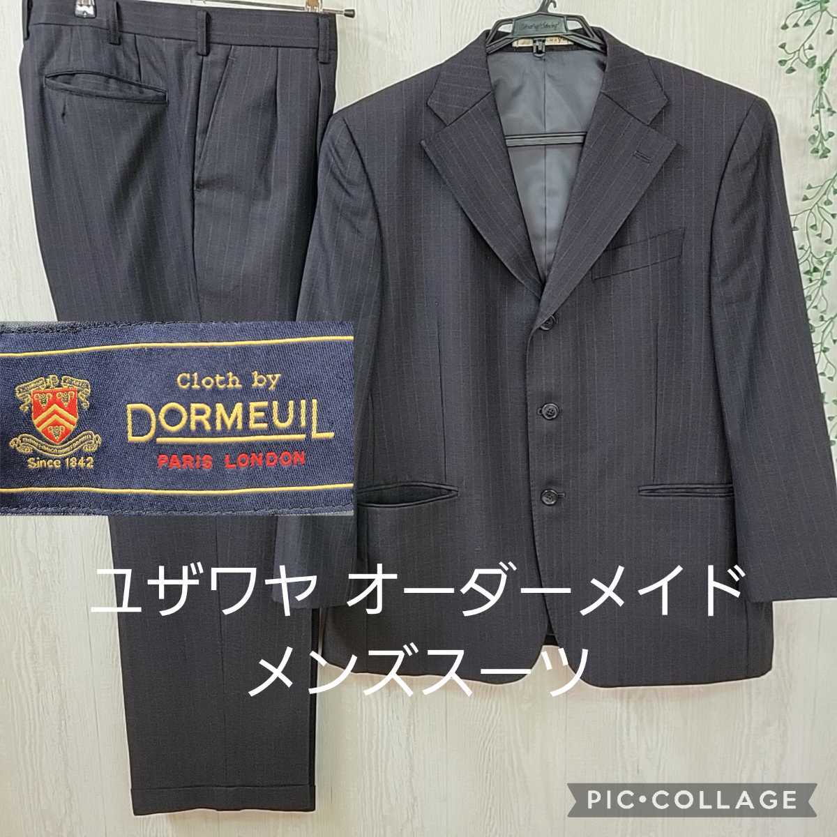 オーダーメイド ユザワヤ 英国ハダースフィールド製生地 高級紳士服 DORMEUIL ドーメル メンズスーツ 背広 3B チャコールグレー ビジネス _画像1