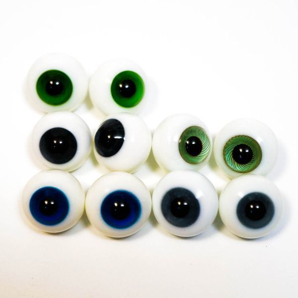 ドールアイ 18mm ガラス 青　緑　緑縞　深緑　ガラス製 ガラス球 硝子眼 5対セット