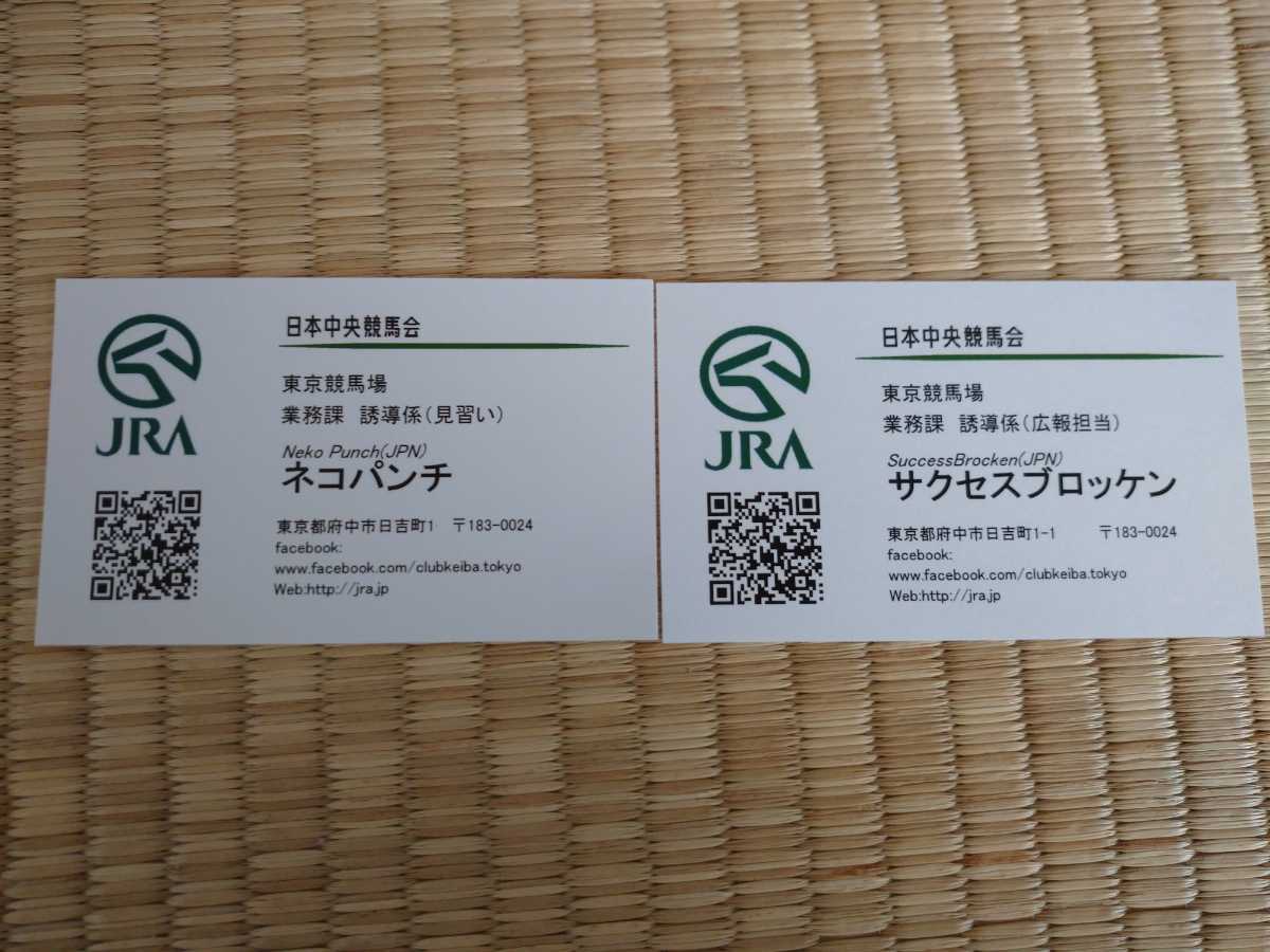 JRA競馬 東京競馬場 誘導馬名刺 ネコパンチ サクセスブロッケン ２枚セットの画像1
