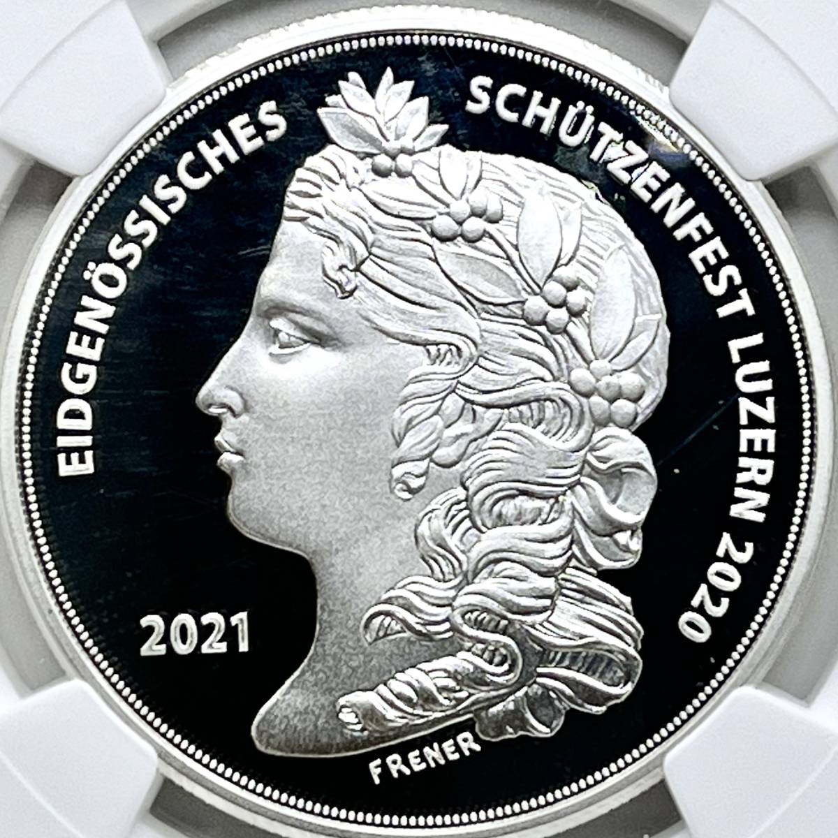 世界291枚☆準最高鑑定】2021 スイス 現代射撃祭 50F 銀貨 NGC PF69