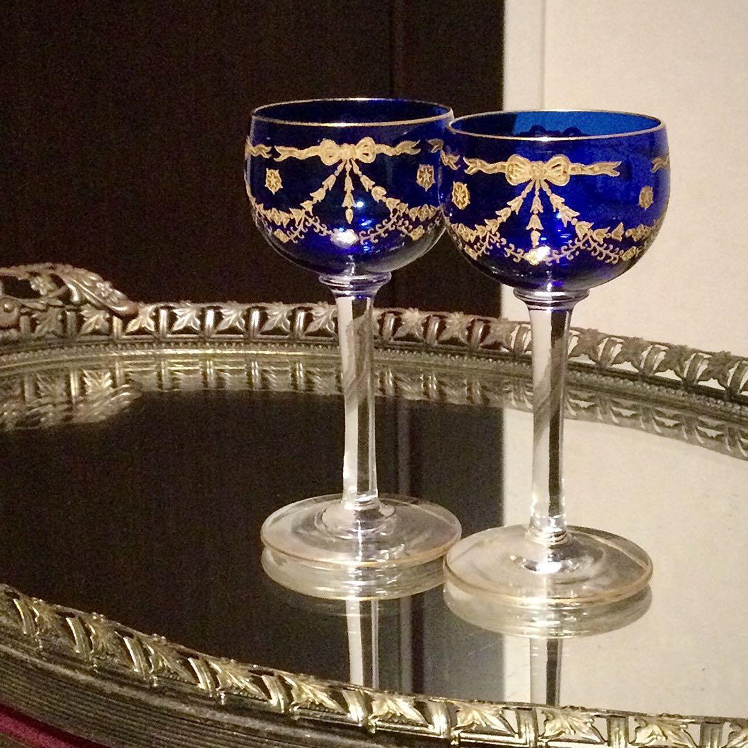 極希少☆美品 オールドサンルイ ブルーリボンガーランド金彩リキュール