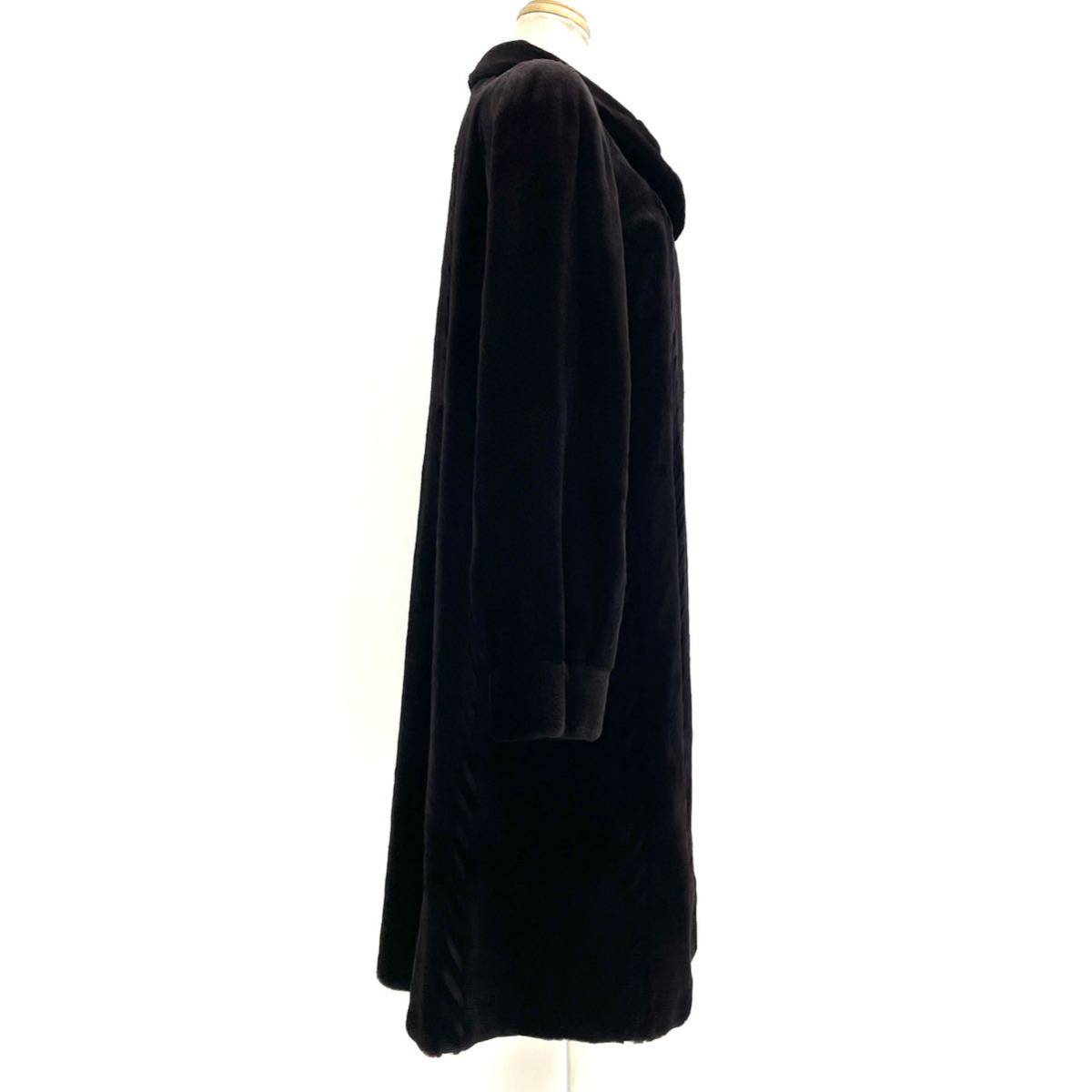 【七福】fk1248 SAGAMINK ロングコート デザインコート ミンクコート ブラックミンク シェアードミンク 貂皮 mink身丈 約 100cm_画像4
