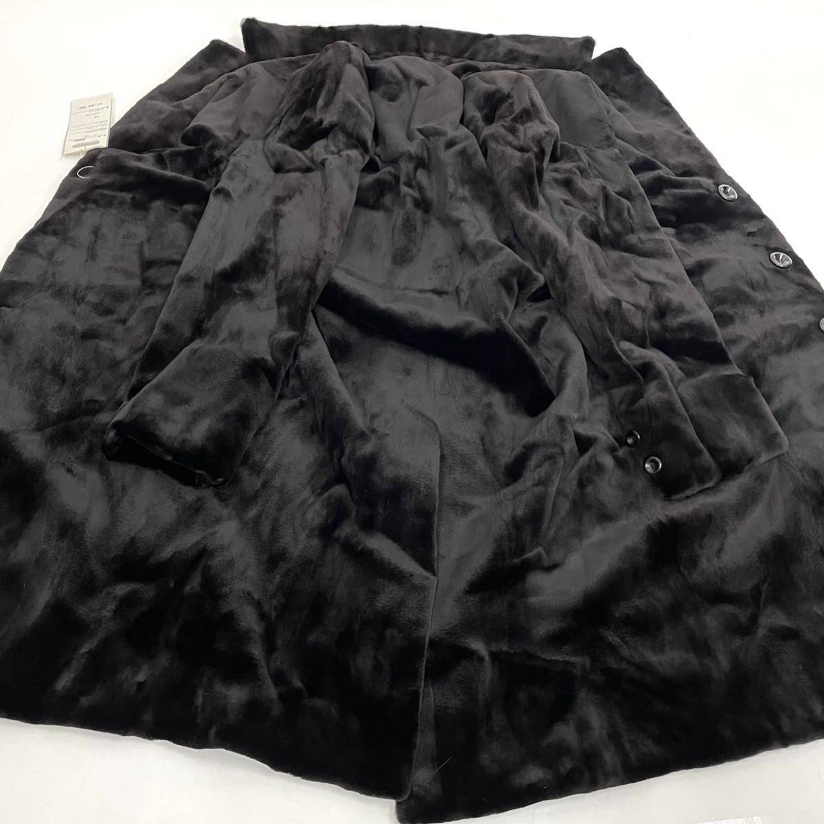 【七福】fk1276 紳士コート メンズコート ロングコート デザインコート ブラックミンク シェアードミンク 貂皮 mink 身丈 約 115cm_画像6