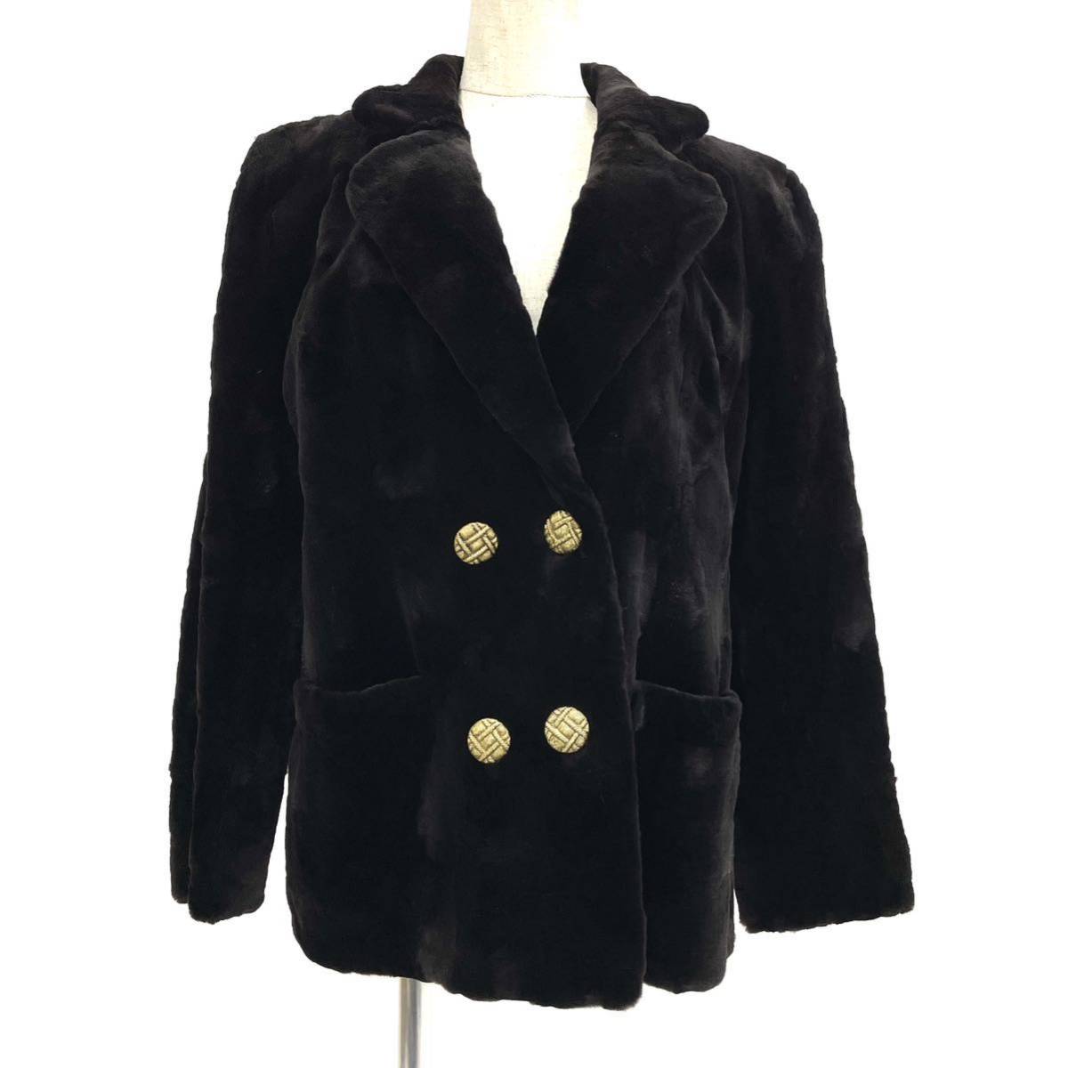 【七福】fk1378 ROYAL CHIE ロイヤルチエ ハーフコート デザインコート ブラックミンク シェアードミンク 貂皮 mink身丈 約 63cm