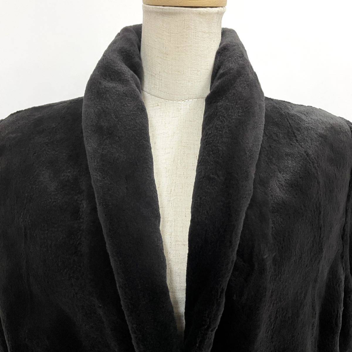 【七福】fk1388 SAGAMINK ロングコート デザインコート ミンクコート シェアードミンク フリル ブラックミンク 貂皮 mink身丈 約 100cm_画像5