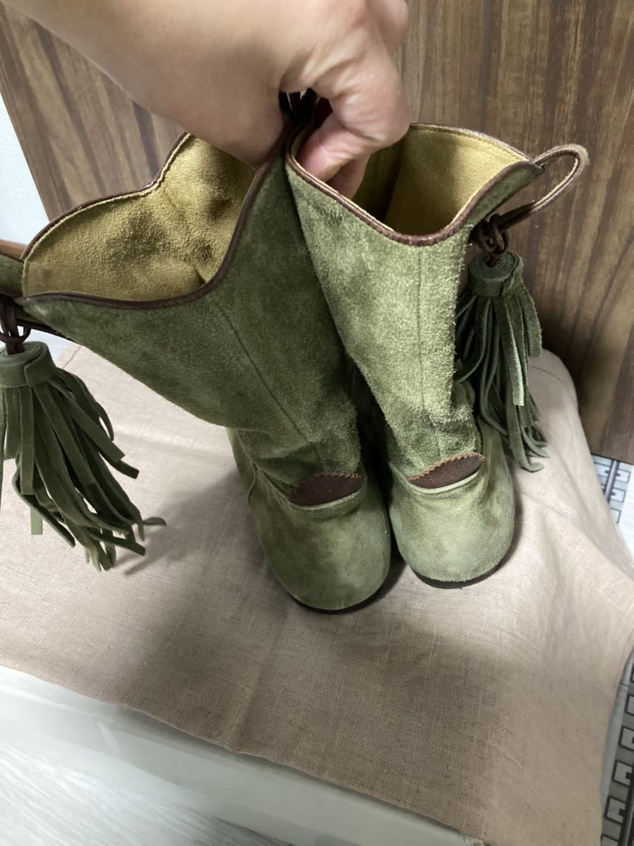 Alfredo Bannister short boots woman lady's size 38 23.5~24cm khaki color 