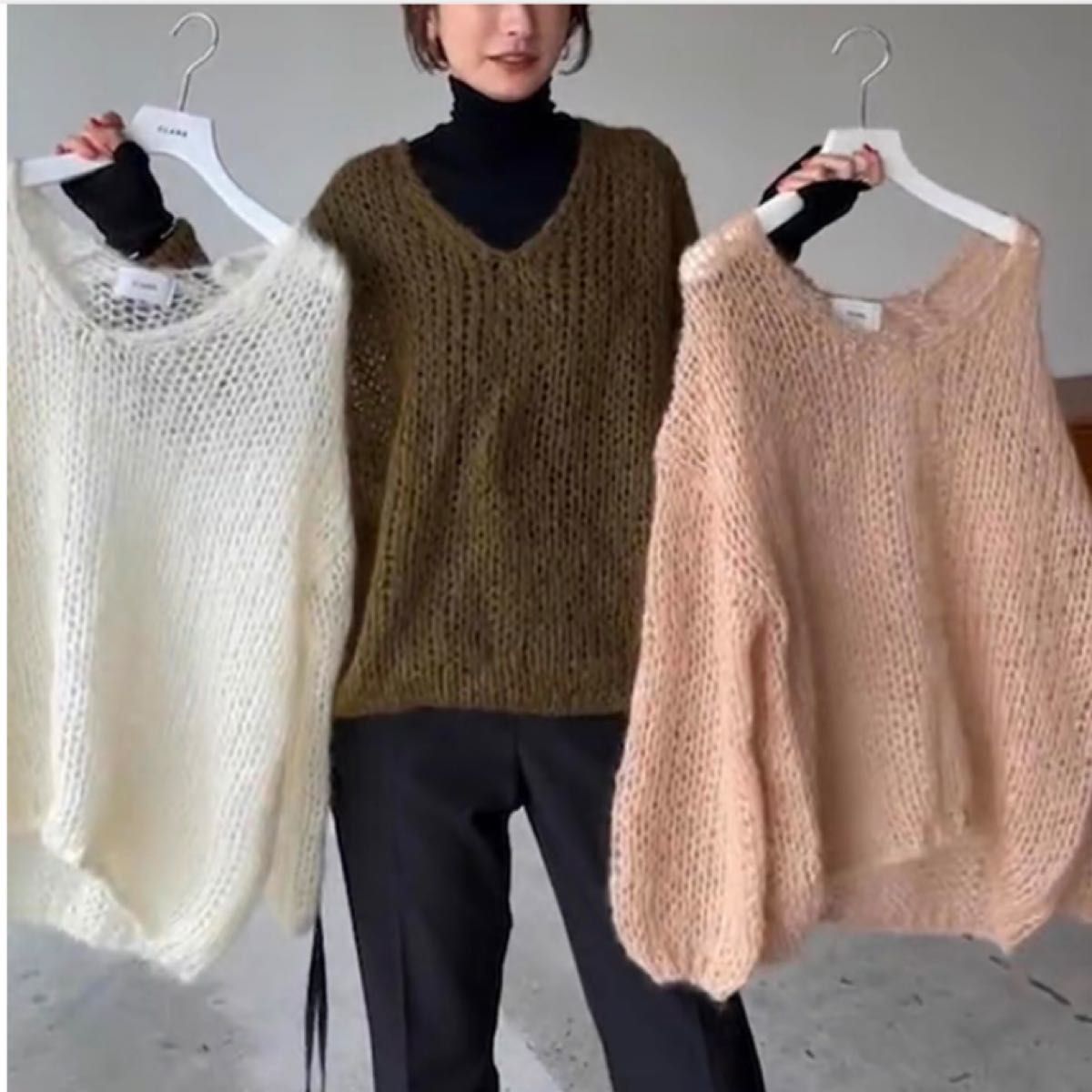 驚きの値段で】CLANE V NECK KNIT LOOSE MOHAIR TOPS モヘア ニット