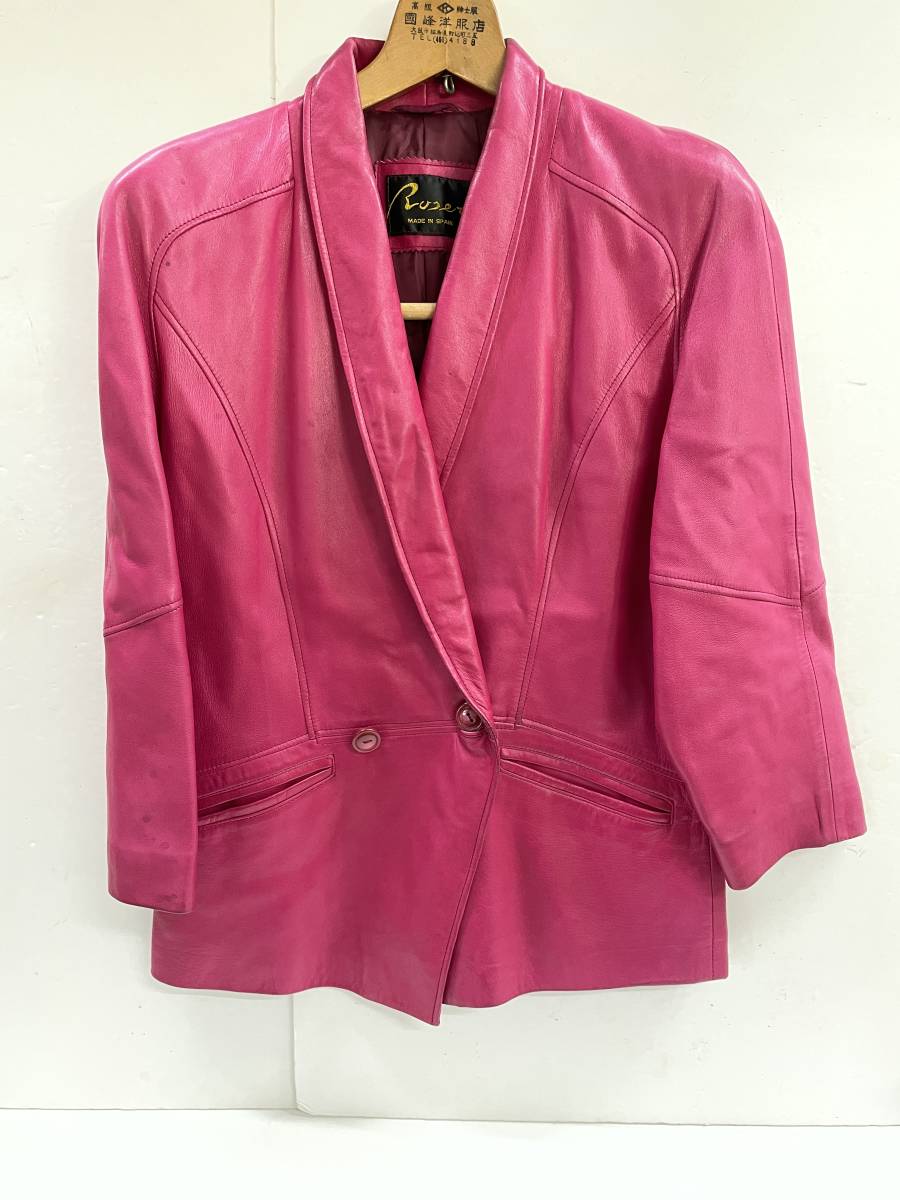 スペイン製 レディース レザーコート ピンク ビビットカラー ファッション 小物 上着 羽織 おしゃれ W0125●16の画像1