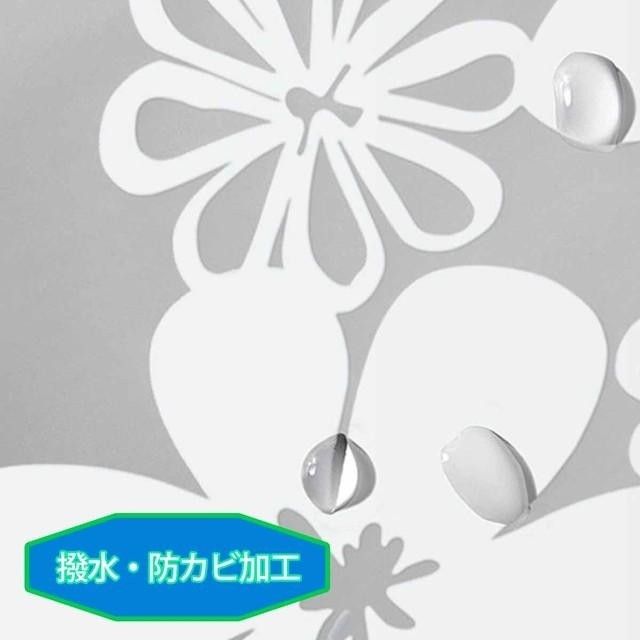 大きい白い花デザインのシャワーカーテン ヨーロピアンスタイル 花柄 取付簡単 防水 防カビ ウイルス防止 目隠し シンプル