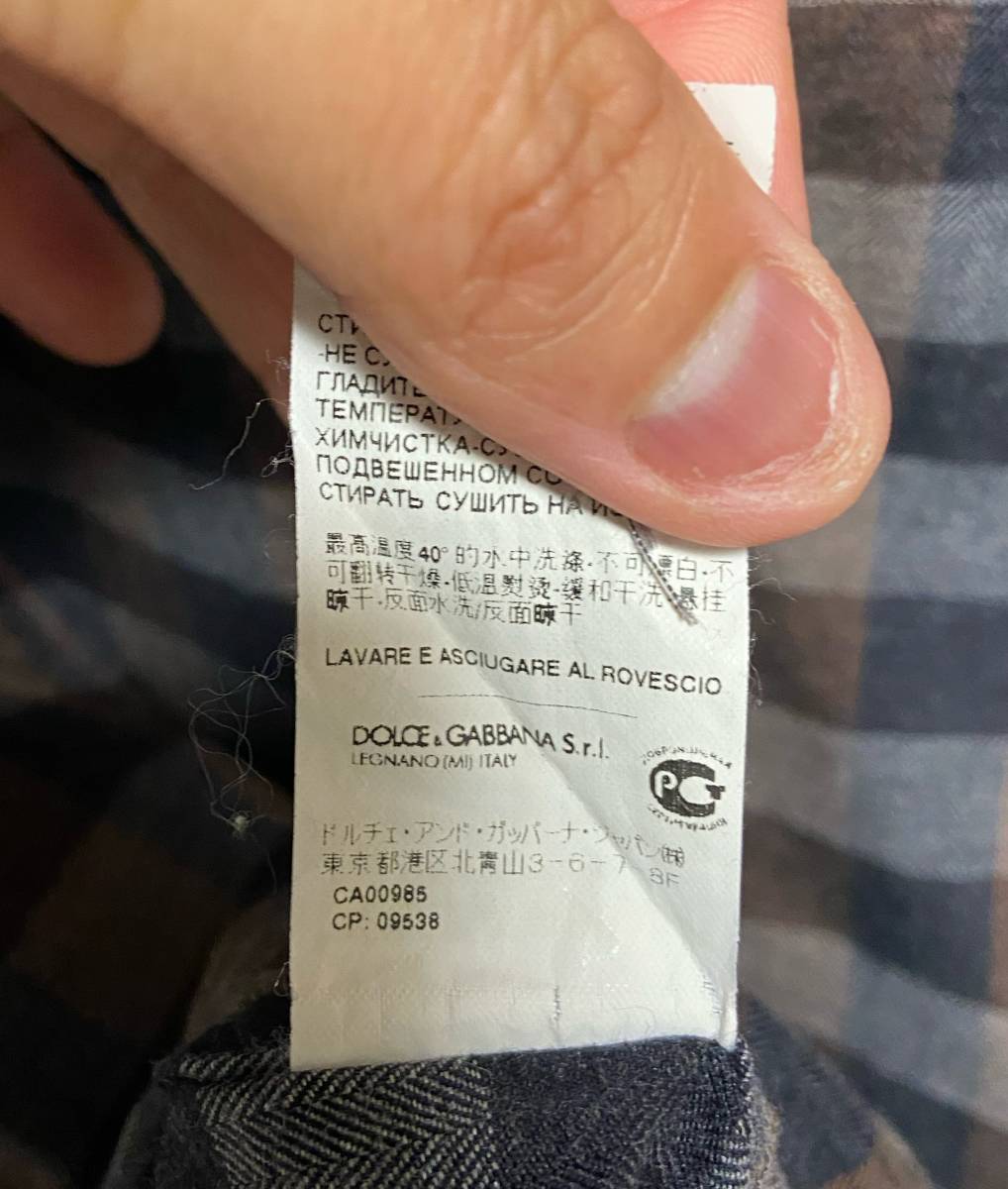 美品 DOLCE&GABBANA GOLD パッチワーク チェックシャツ サイズ15/38 ドルチェ＆ガッバーナ ゴールド