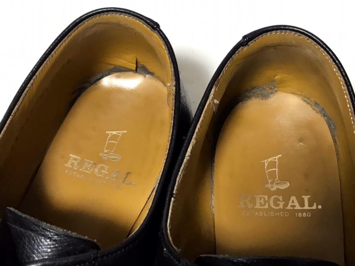 即決落札 REGAL 24.5㎝EE ビジネスシューズ プレーントゥ シボ革 メンズ 高級靴 本革 ドレス フォーマル 紳士 リーガル 送料無料の画像7