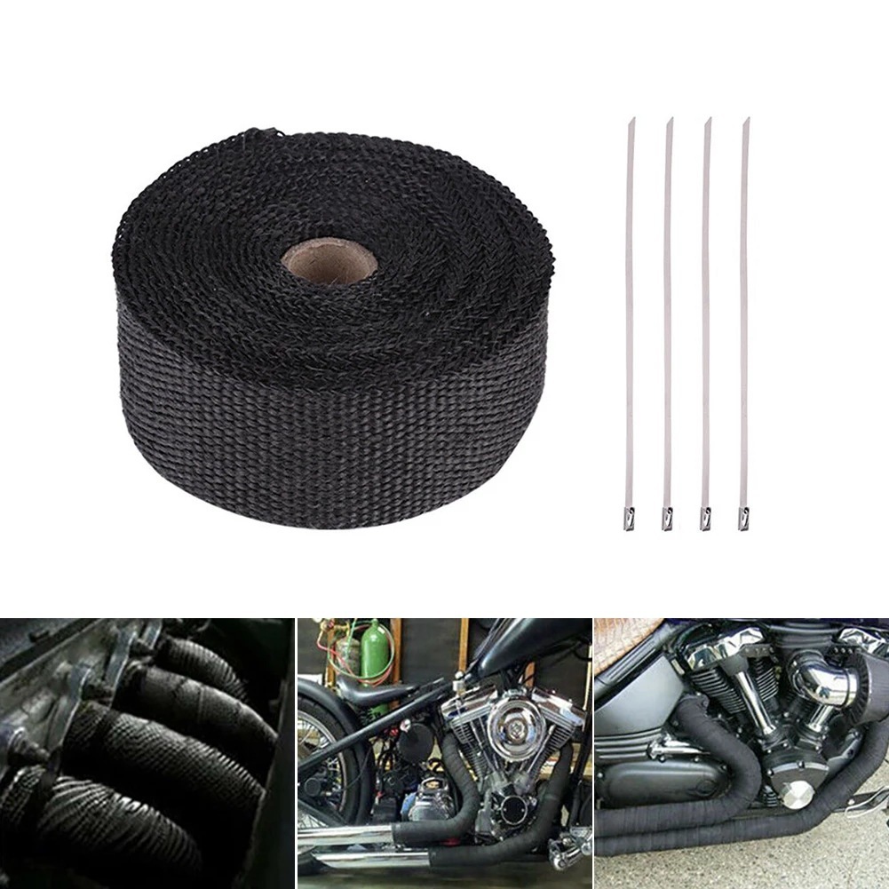  heat-resisting Thermo Vantage black 10m×5. band glass fibre 1200*C muffler exhaust manifold pipe piping .. fire scratch prevention safety rust ..