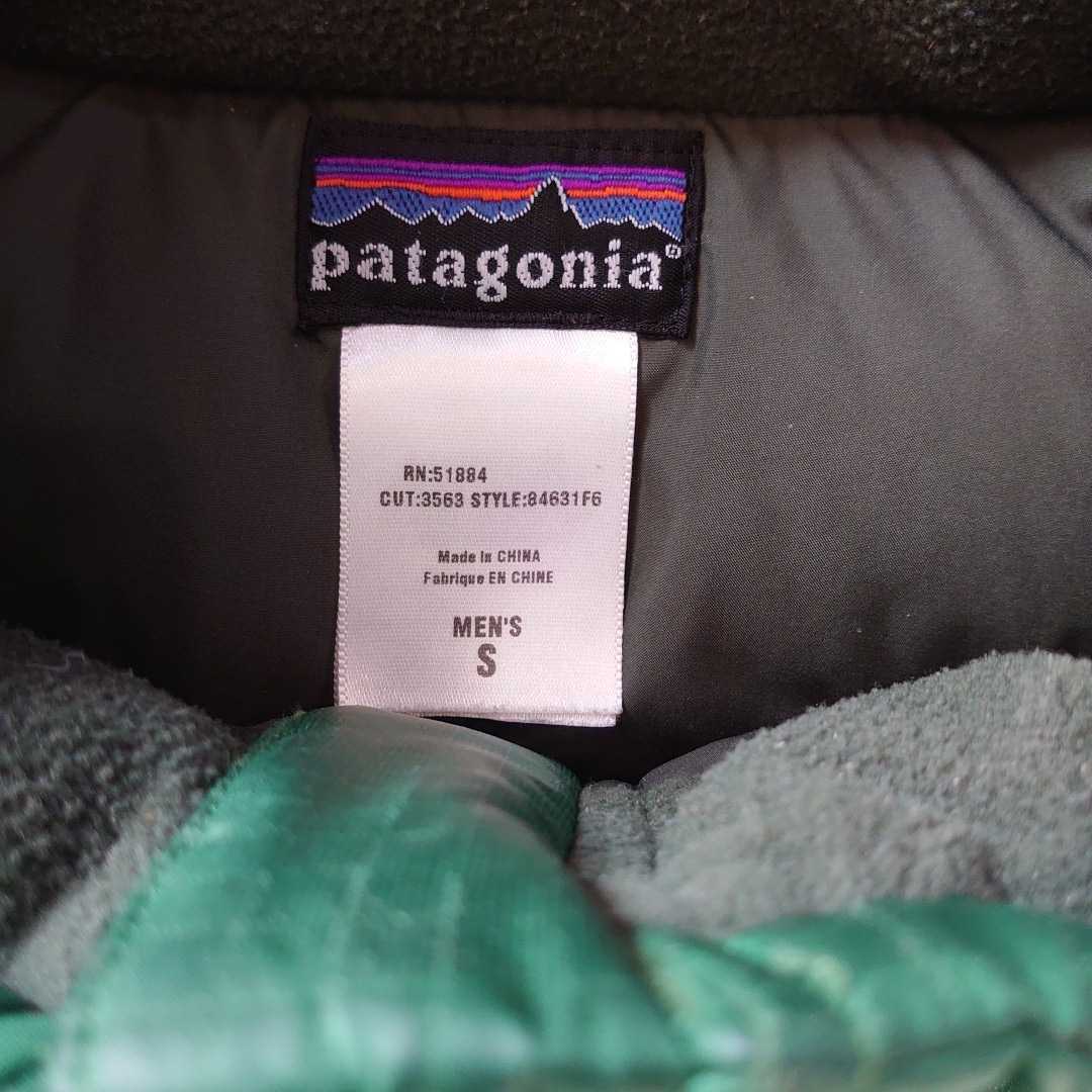 ★状態良 patagonia パタゴニア ダウンベスト サイズS グリーン F6 2006年 ドローコード留め具のみ破損ヴィンテージ品★_画像3