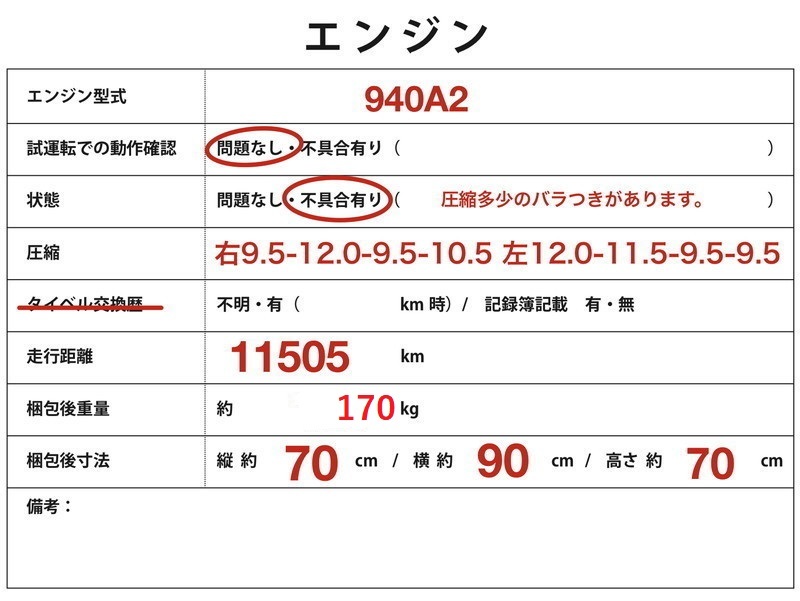 MR004 MQP マセラティ クワトロポルテ M139 エンジン 本体 ◆113505km ▲圧縮多少のバラつき有り 【動画有り】○_画像7